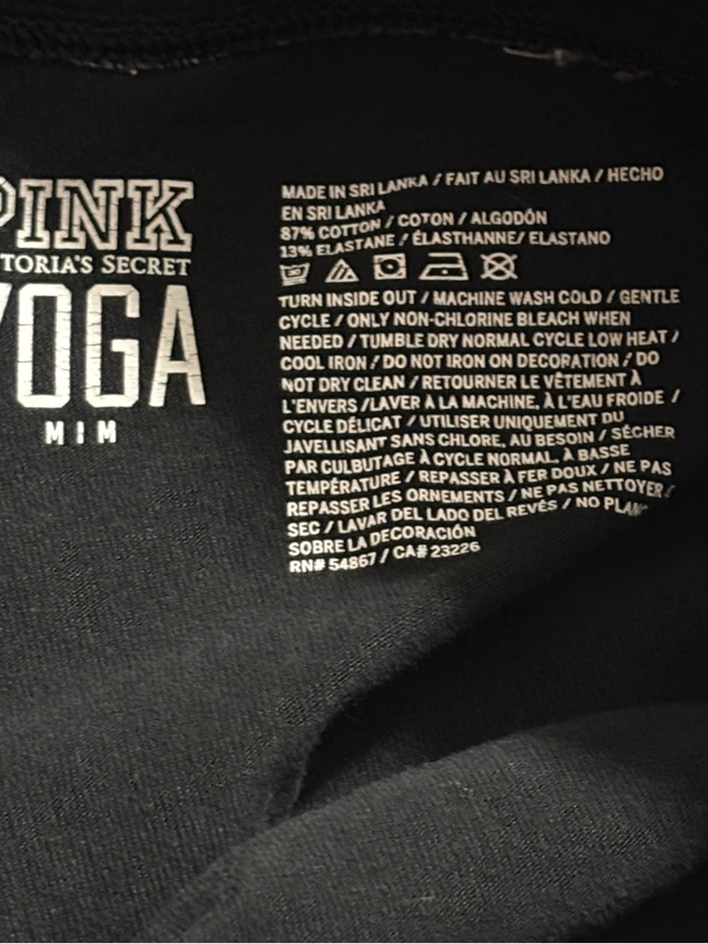 PINK Victoria’s Secret Yoga Leggings Black Logo Waist Cropped Stretch M W/Pocket - Picture 6 of 11
